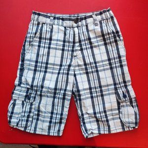 Wrangler casual short blue and white plaid boy's junior size 16